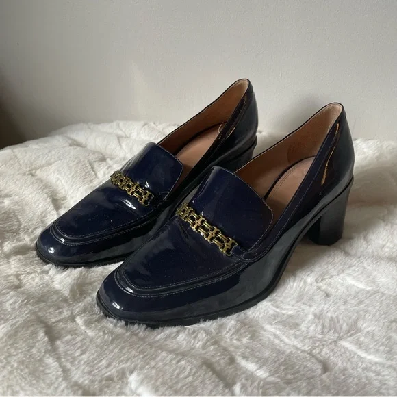 Tory Burch Navy and Gold Heels - Picture 2 of 9